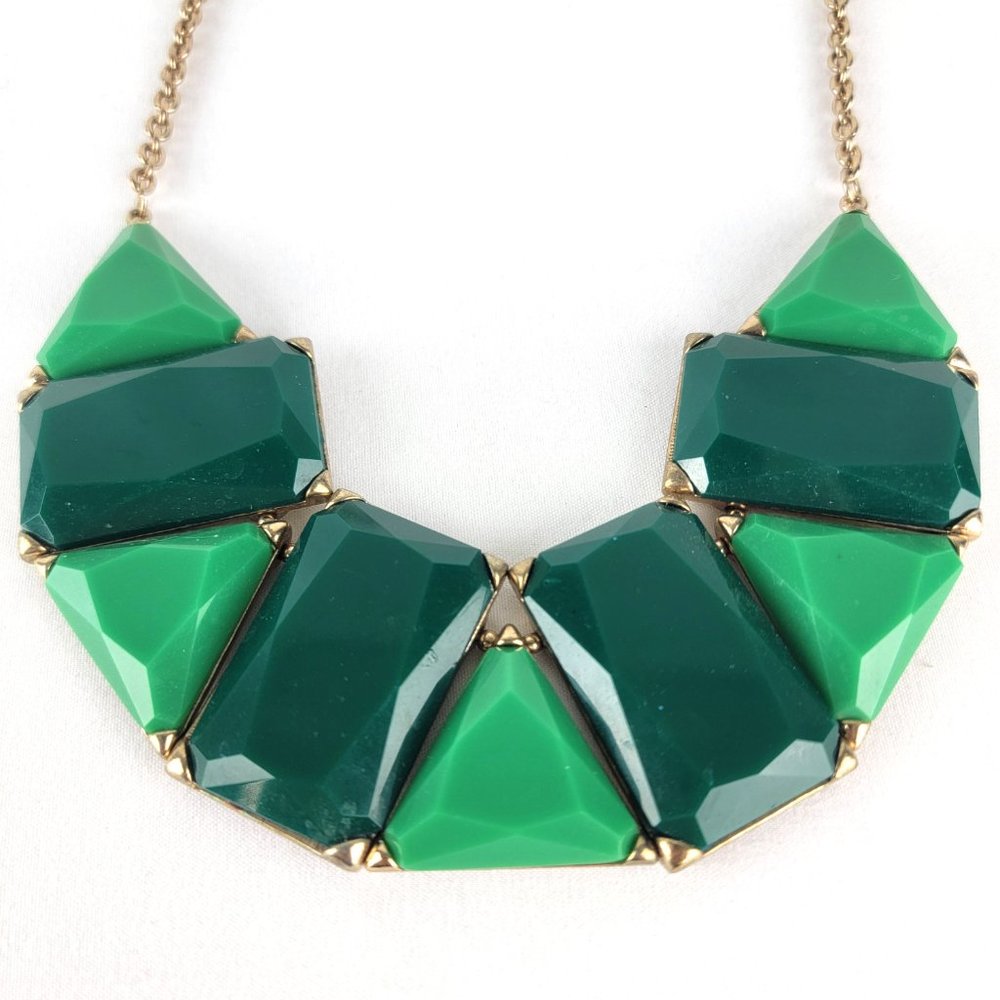 Chunky Green Geometric Cabochon Statement Necklace - image 4